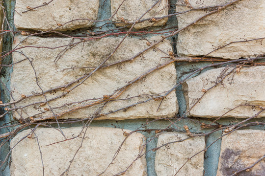 Old stone brick wall texture background.