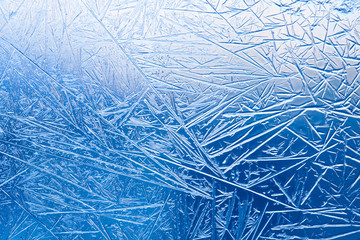 Frozen window. Ice texture. Macro. Soft focus.