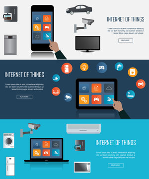 Tablet, Laptop, Smartphone with Internet of things  icons