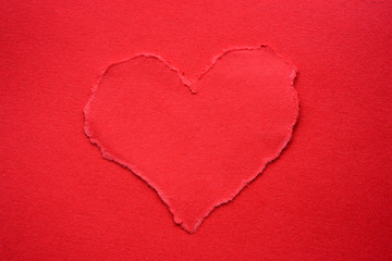 Naklejka na ściany i meble Red torn paper heart