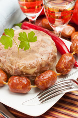 Traditional Russian food. Aspic meat jelly