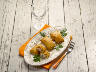 panzerotti with smoked salmon and cheese