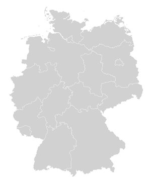 Karte von Deutschland - Grau (einzeln)