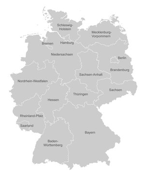 Karte von Deutschland - Bundesländer (einzeln)