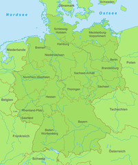 Fototapeta na wymiar Karte von Deutschland - Grün