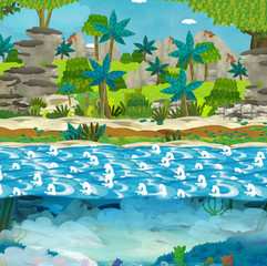 Cartoon illustration - wild island - illustration for the children