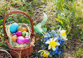 Easter eggs in the basket