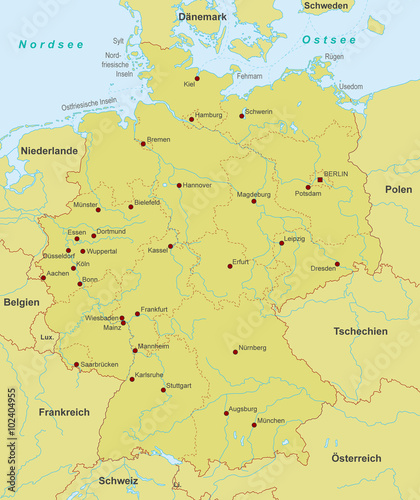 "Karte von Deutschland - Städte (detailliert)" Stock image and royalty