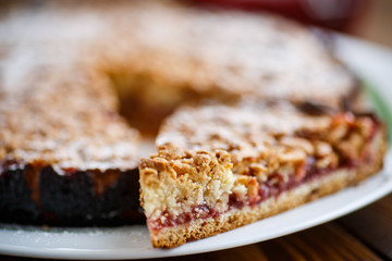 sweet cake with fruit jam 