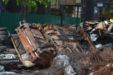 Downtown of Kiev,vandalised during Revolution of Dignity