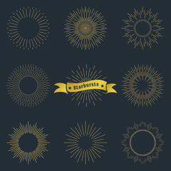 Fototapeta premium Set of vintage sunburst.