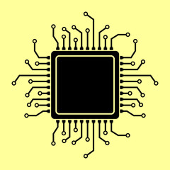 CPU Microprocessor. Flat style chip icon