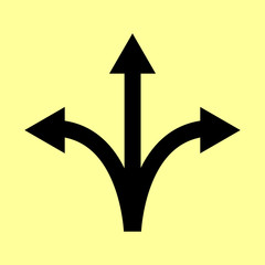 Three-way direction arrow sign