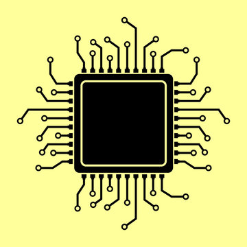 CPU Microprocessor. Flat Style Chip Icon