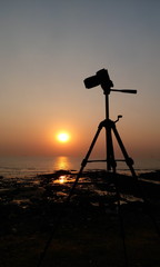 Sunset at Uran beach near Mumbai, India © sunilpurushe