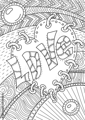 "Pattern for coloring book. Ethnic retro design" Stock image and