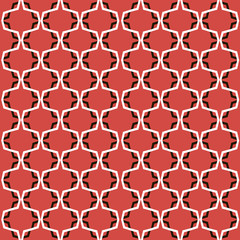 Black and white abstract pattern on a red background