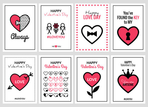Happy Valentines Day or Wedding Cards Set