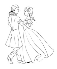 Coloring book: Couple dancing waltz