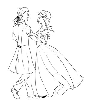 Coloring book: Couple dancing waltz