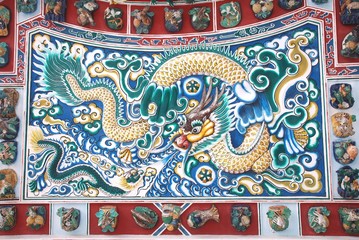 Chinese dragon stucco at Bang pa-in Palace, Ayutthaya, Thailand