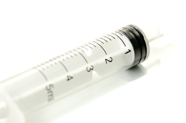 Medical sterile syringe graded isolated on white
