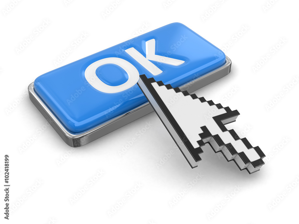 Aufkleber cursor and button ok. image with clipping path