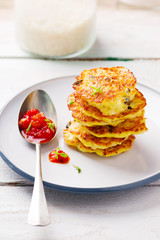 rice fritters  with tomato sauce