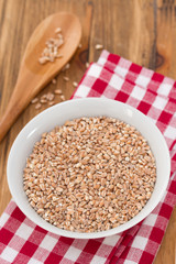 spelt in white bowl
