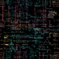 Seamless pattern with handwriting text. Calligraphic English text on blackboard.