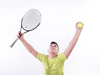 Young Tennis Player Joy of Victory