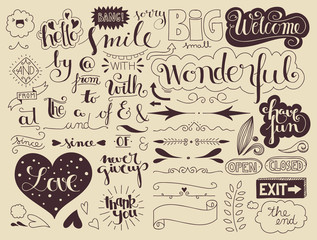 handlettering elements and words