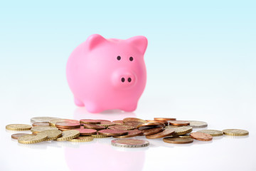 Euro Coins and Piggy bank