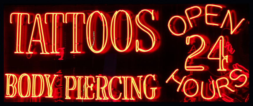 A 24 Hour Tattoo Parlor Neon Sign