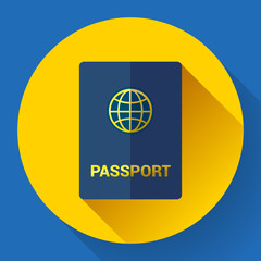 Passport icon. Flat design. Vector illustration