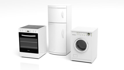 Fototapeta premium Group of home appliances isolated on white background