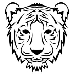Beautiful tiger tattoo.Vector tiger's head as a design element on isolated background