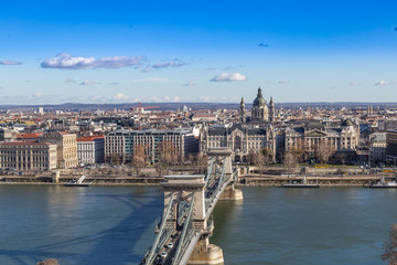 Dayshot at Danube river panoramic city view,Budapest city Hungary.