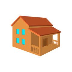 Two-storey house with porch flat icon