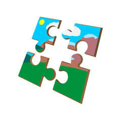 Colorful puzzle cartoon icon 