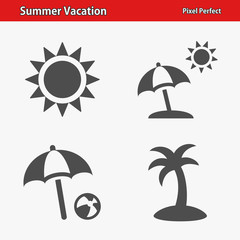 Fototapeta na wymiar Summer Vacation Icons. Professional, pixel perfect icons optimized for both large and small resolutions. EPS 8 format.
