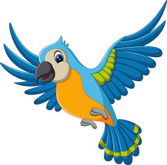 Fototapeta premium illustration of Cartoon funny macaw flying