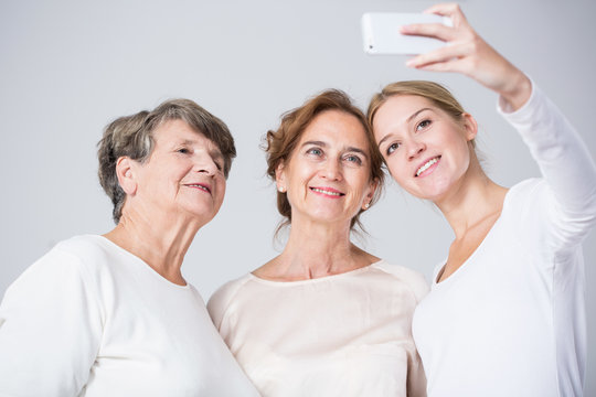 Family girls taking selfie