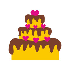 Valentine Day cake flat icon 