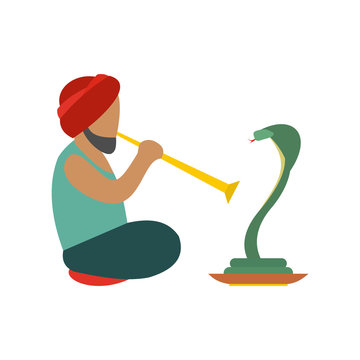 Snake-charmer flat icon