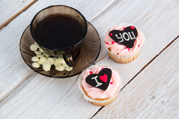 cupcakes and a cup of coffee
