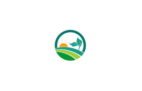landscape plant farm sun logo