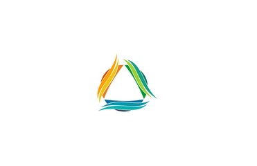 line colorful circle triangle logo