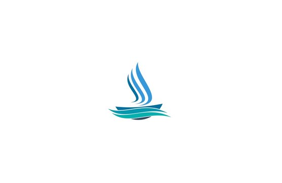 sailing boat wave ocean logo