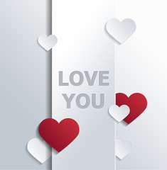 Greeting Card with Hearts and Message of Love